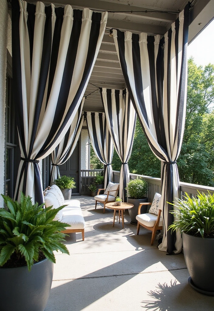 10 Stunning Outdoor Curtain Ideas That Will Transform Your Patio Into a Cozy Oasis! - 5. Classic Stripes for Timeless Elegance