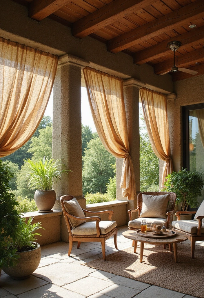 10 Stunning Outdoor Curtain Ideas That Will Transform Your Patio Into a Cozy Oasis! - 6. Nature-Inspired Textures