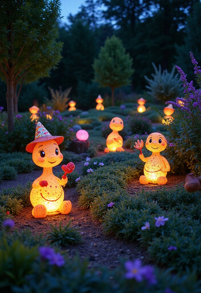 10 Stunning Solar Light Crafts That Will Illuminate Your Home Like Never Before! - 10. Solar Light Sculpture Garden