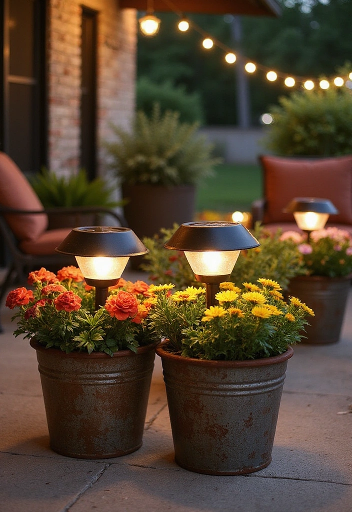 10 Stunning Solar Light Crafts That Will Illuminate Your Home Like Never Before! - 4. Rustic Solar Light Planters