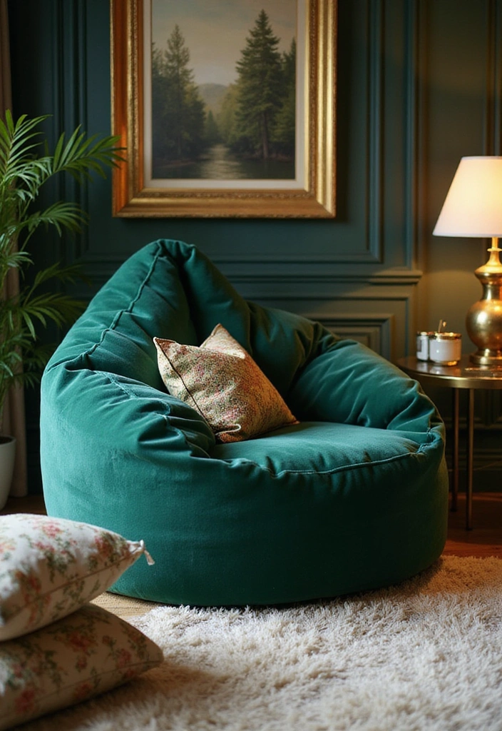 10 Stylish Bean Bag Chair Designs That Will Make Your Living Room Cozy AF! - 3. Luxe Velvet Bean Bag