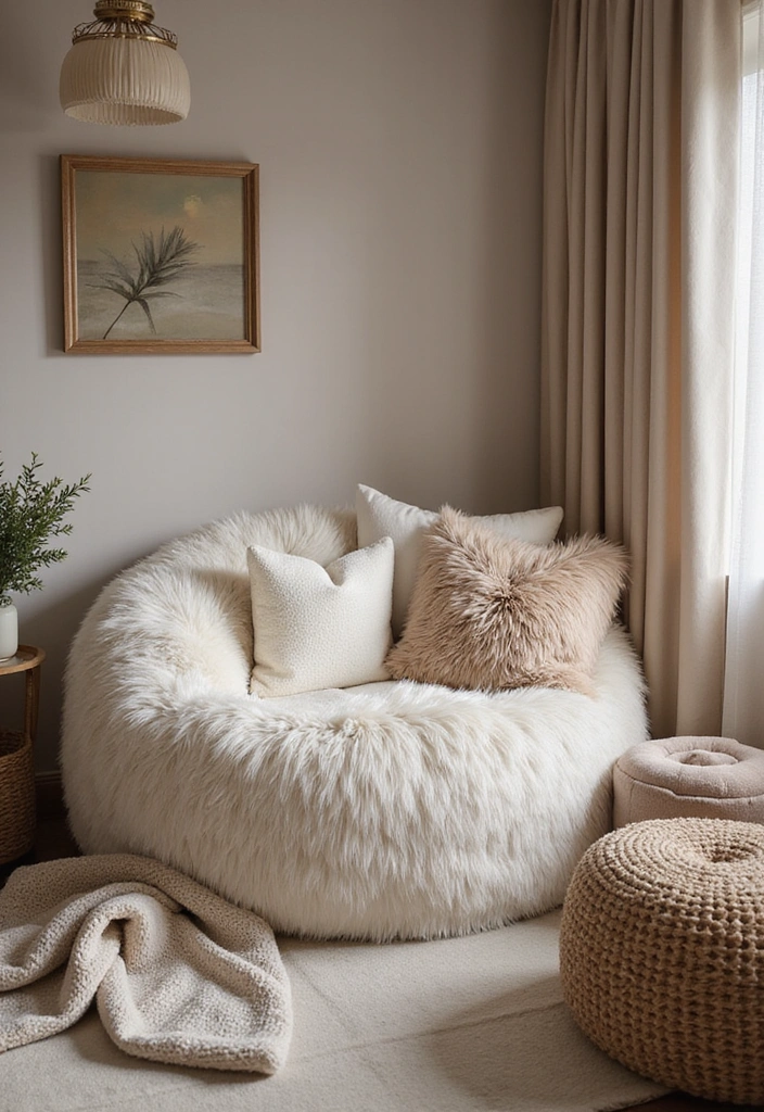 10 Stylish Bean Bag Chair Designs That Will Make Your Living Room Cozy AF! - 9. Faux Fur Bean Bag