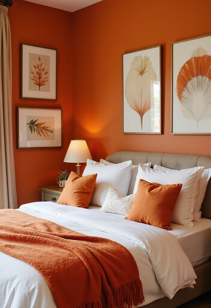 10 Vibrant Orange Bedroom Decor Ideas That Will Brighten Your Mood Instantly! - 1. Bold Orange Accent Wall