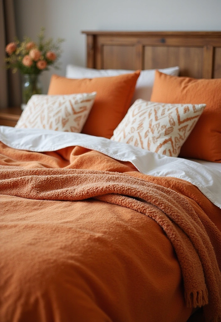 10 Vibrant Orange Bedroom Decor Ideas That Will Brighten Your Mood Instantly! - 2. Cozy Orange Bedding