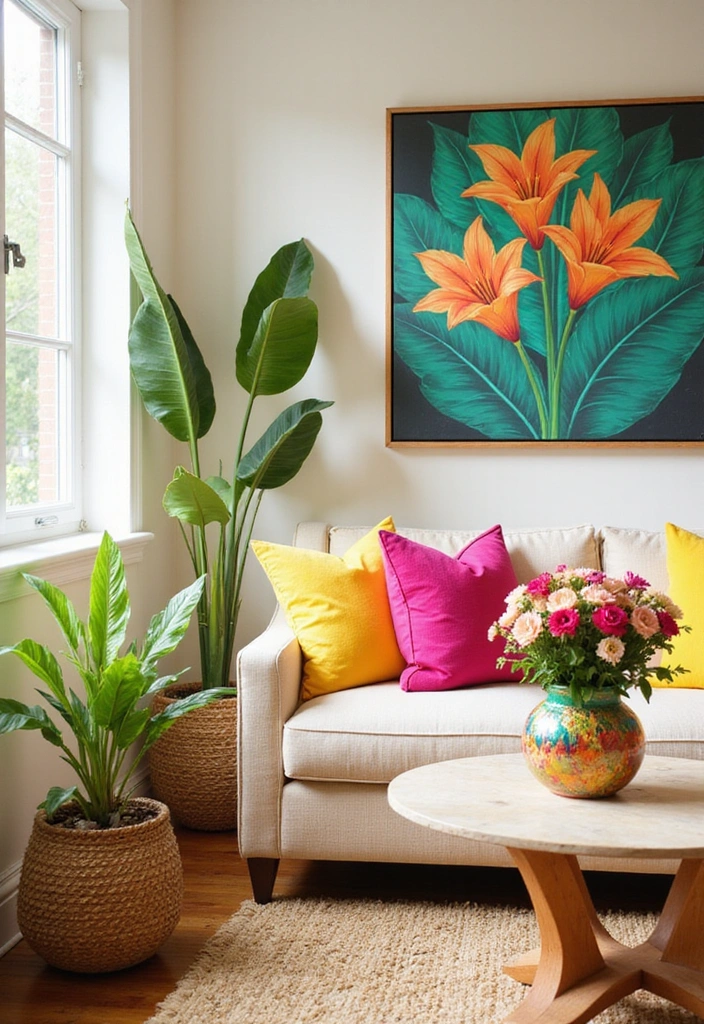 12 Summer Room Decor Ideas That Will Make Your Space Feel Like a Beach Paradise! - 1. Brighten Up with Tropical Colors