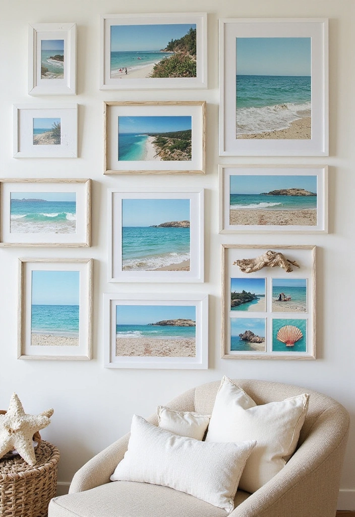 12 Summer Room Decor Ideas That Will Make Your Space Feel Like a Beach Paradise! - 4. Create a Beach-Inspired Gallery Wall