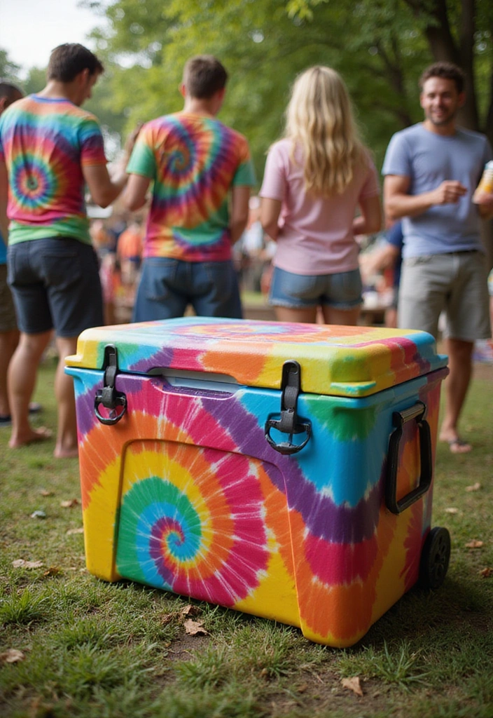 13 Epic Frat Cooler Decor Ideas That Will Make Your Party Unforgettable! - 11. Funky Tie-Dye Cooler