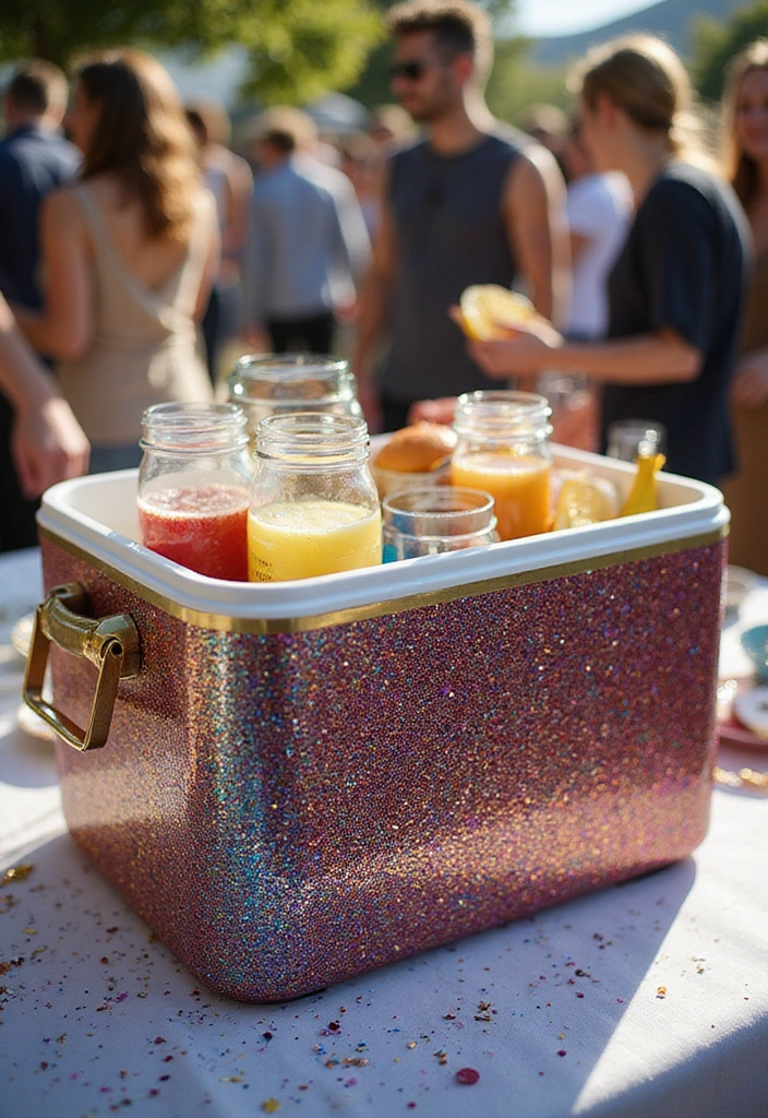 13 Epic Frat Cooler Decor Ideas That Will Make Your Party Unforgettable! - 6. Glitter Glam Cooler