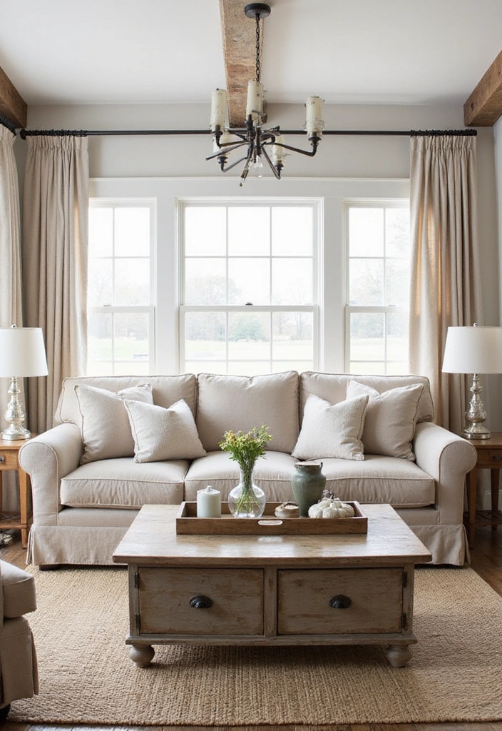 14 Barndominium Living Room Ideas That Will Wow Your Guests (Especially #4!) - 6. Farmhouse Chic