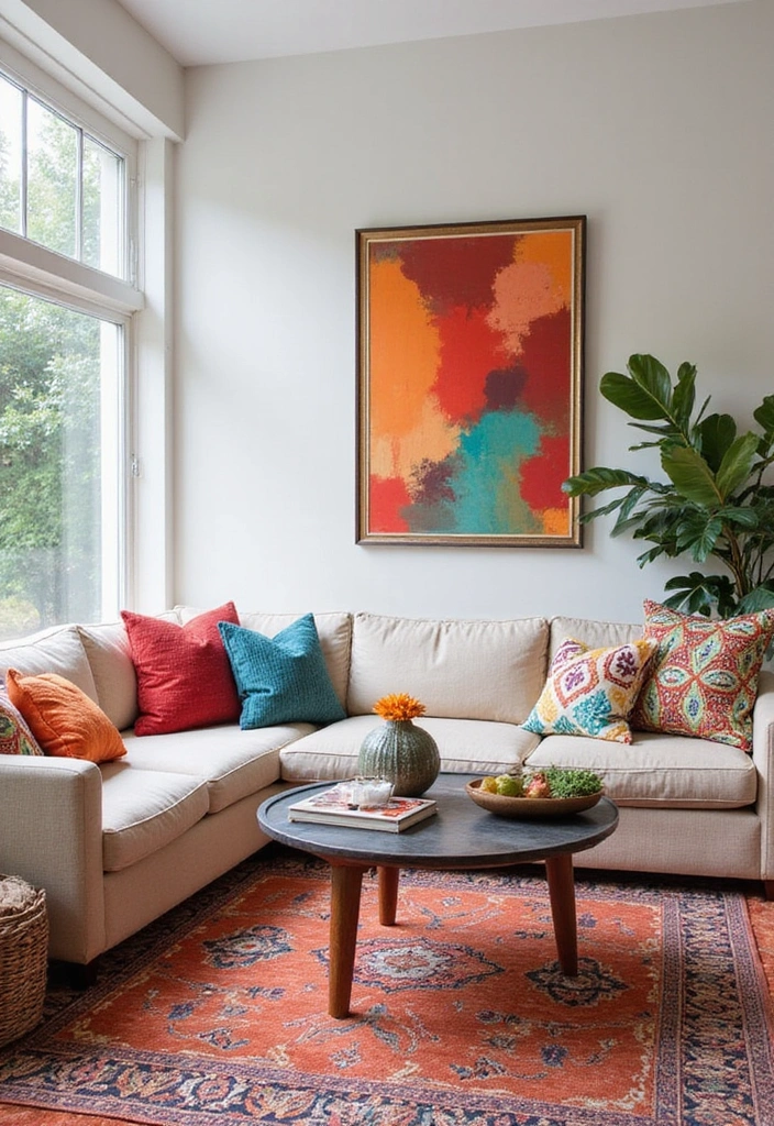 14 Barndominium Living Room Ideas That Will Wow Your Guests (Especially #4!) - 7. Vibrant Color Accents