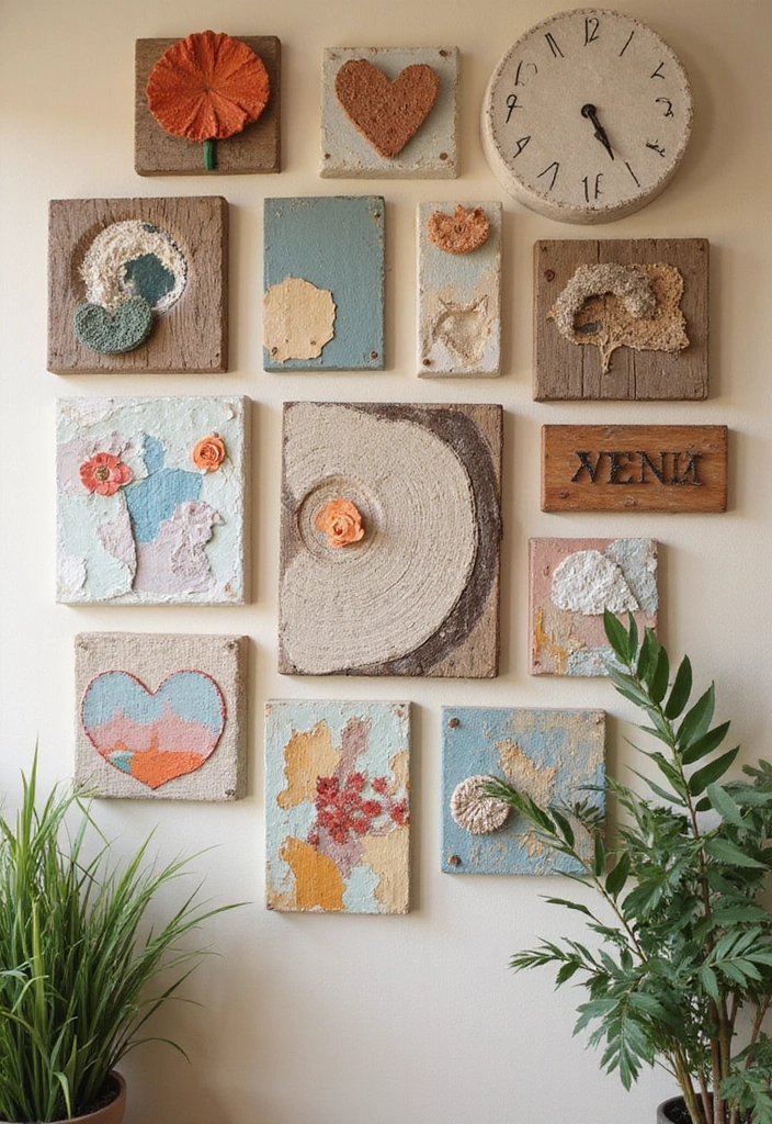 15 Gallery Wall Ideas That Will Make Your Friends Go 'WOW!' (Especially #5!) - 12. Mixed Media Art