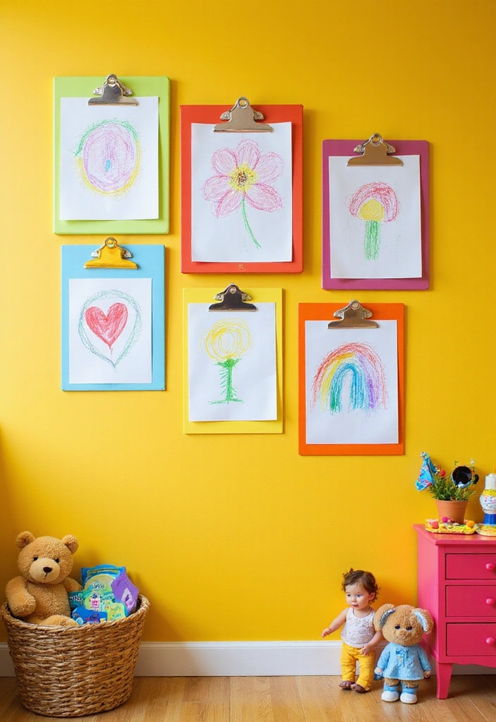 15 Gallery Wall Ideas That Will Make Your Friends Go 'WOW!' (Especially #5!) - 13. Kids' Artwork Display