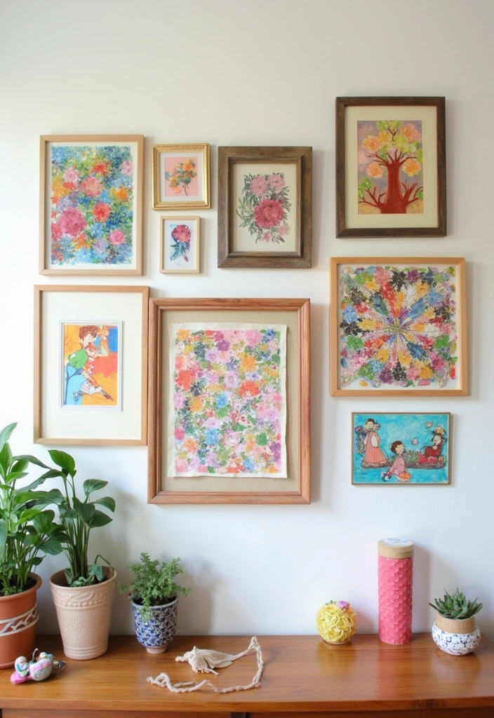 15 Gallery Wall Ideas That Will Make Your Friends Go 'WOW!' (Especially #5!) - 5. Personal Touch with DIY Art