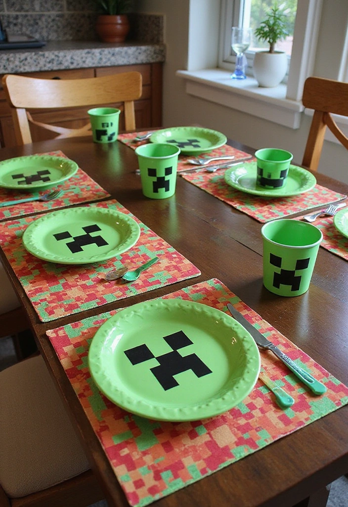 15 Minecraft Kitchen Decor Ideas That’ll Transform Your Space into a Pixel Paradise! - 5. Pixelated Tableware