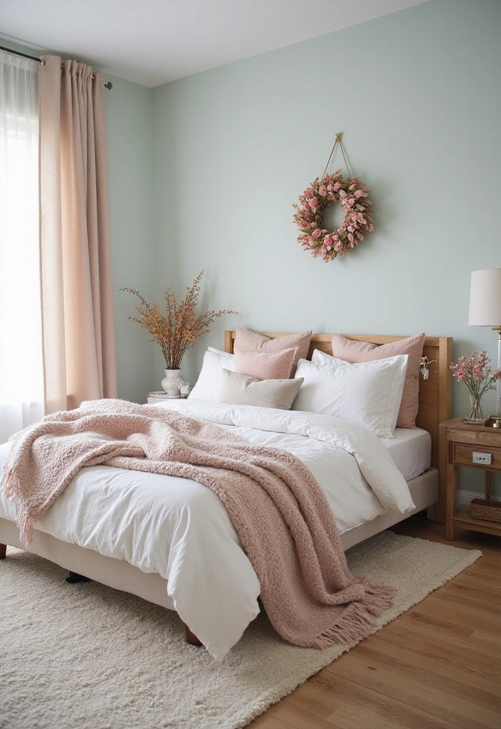15 Soft Color Decor Tips for a Dreamy Pastel Bedroom (Tip #6 Will Change Everything!) - 15. Seasonal Accents for Freshness