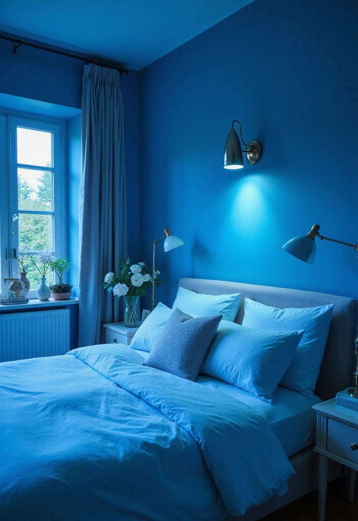 15 Stunning Blue Bedroom Decor Ideas That Will Transform Your Space into a Tranquil Oasis! - 11. Blue Lighting Fixtures