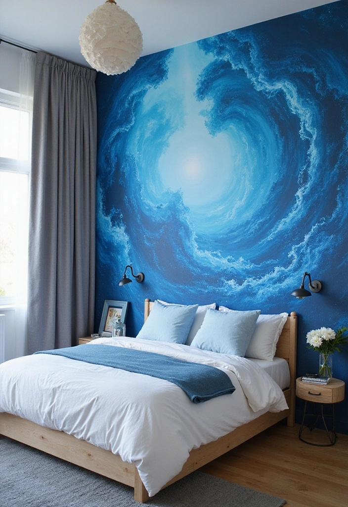 15 Stunning Blue Bedroom Decor Ideas That Will Transform Your Space into a Tranquil Oasis! - 13. Artistic Blue Murals