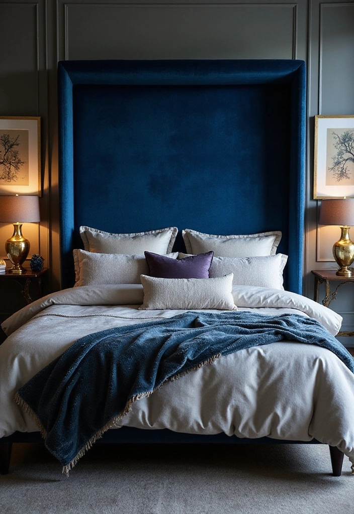 15 Stunning Blue Bedroom Decor Ideas That Will Transform Your Space into a Tranquil Oasis! - 2. Elegant Velvet Touches