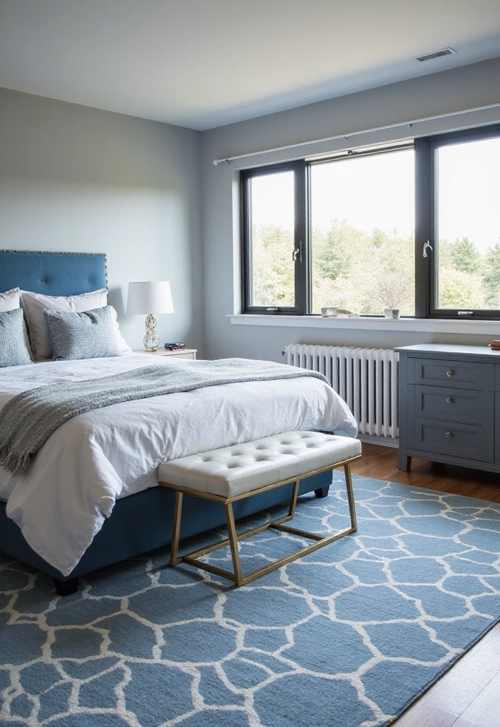 15 Stunning Blue Bedroom Decor Ideas That Will Transform Your Space into a Tranquil Oasis! - 6. Geometric Blue Patterns