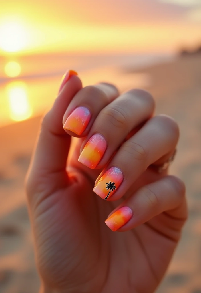 15 Stunning Bright Summer Nails That'll Make You the Envy of Every Beach Party! - 1. Tropical Sunset Ombre