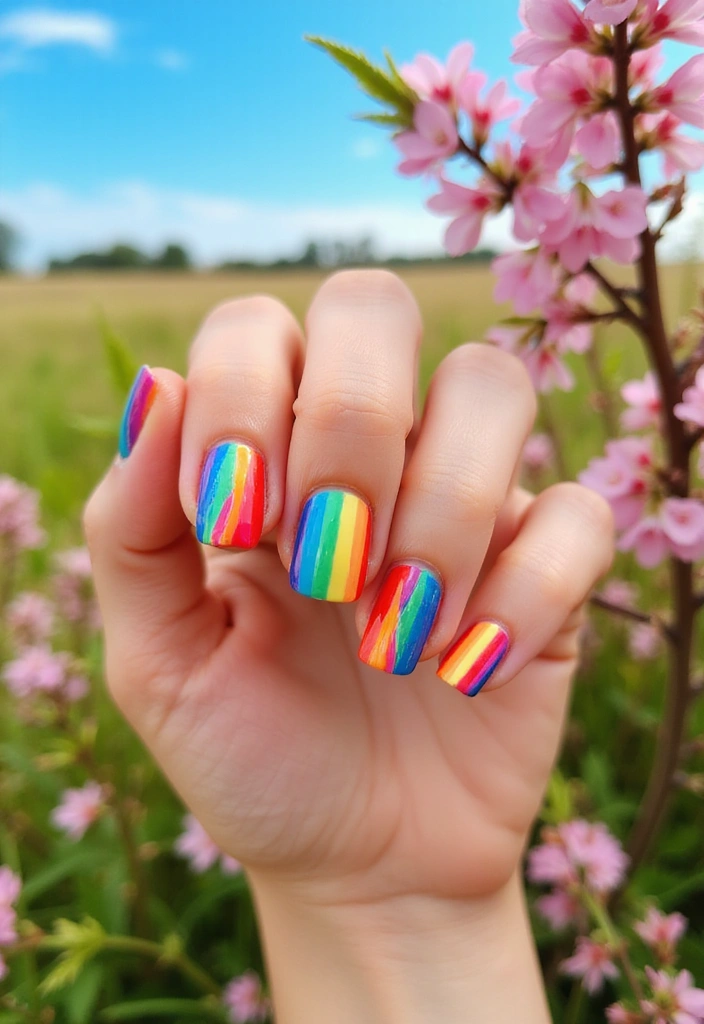 15 Stunning Bright Summer Nails That'll Make You the Envy of Every Beach Party! - 13. Rainbow Dreams