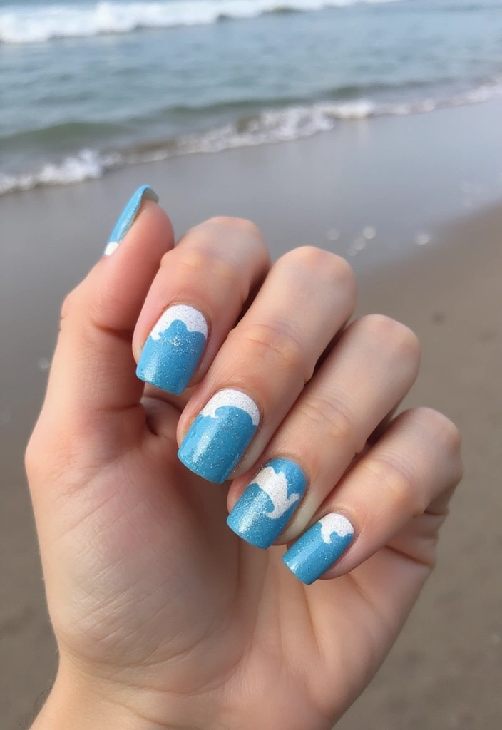 15 Stunning Bright Summer Nails That'll Make You the Envy of Every Beach Party! - 4. Beachy Waves