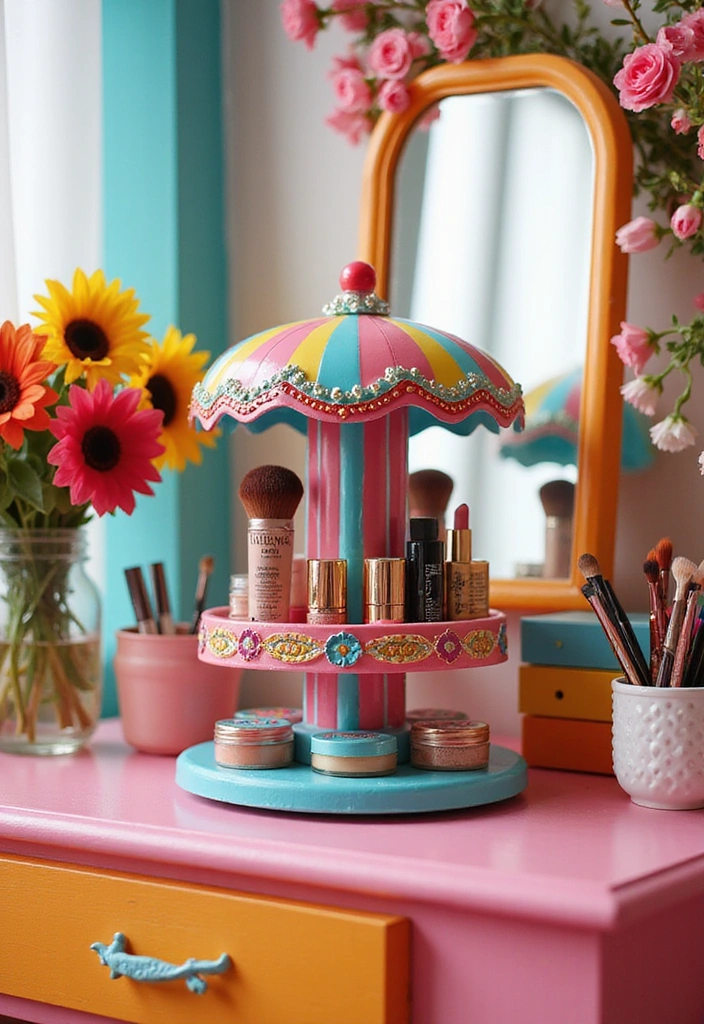 15 Stunning Makeup Organizers That'll Transform Your Vanity (You Won't Believe #8!) - 3. Colorful Carousel Organizer