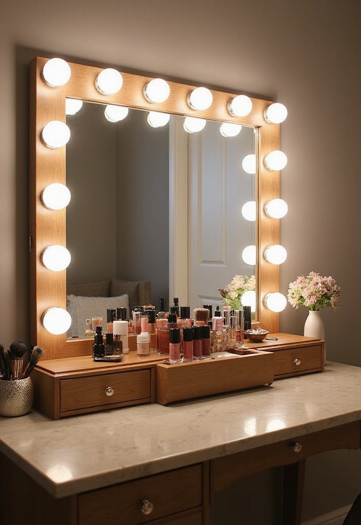 15 Stunning Makeup Organizers That'll Transform Your Vanity (You Won't Believe #8!) - 5. Glamorous Vanity Mirror with Storage