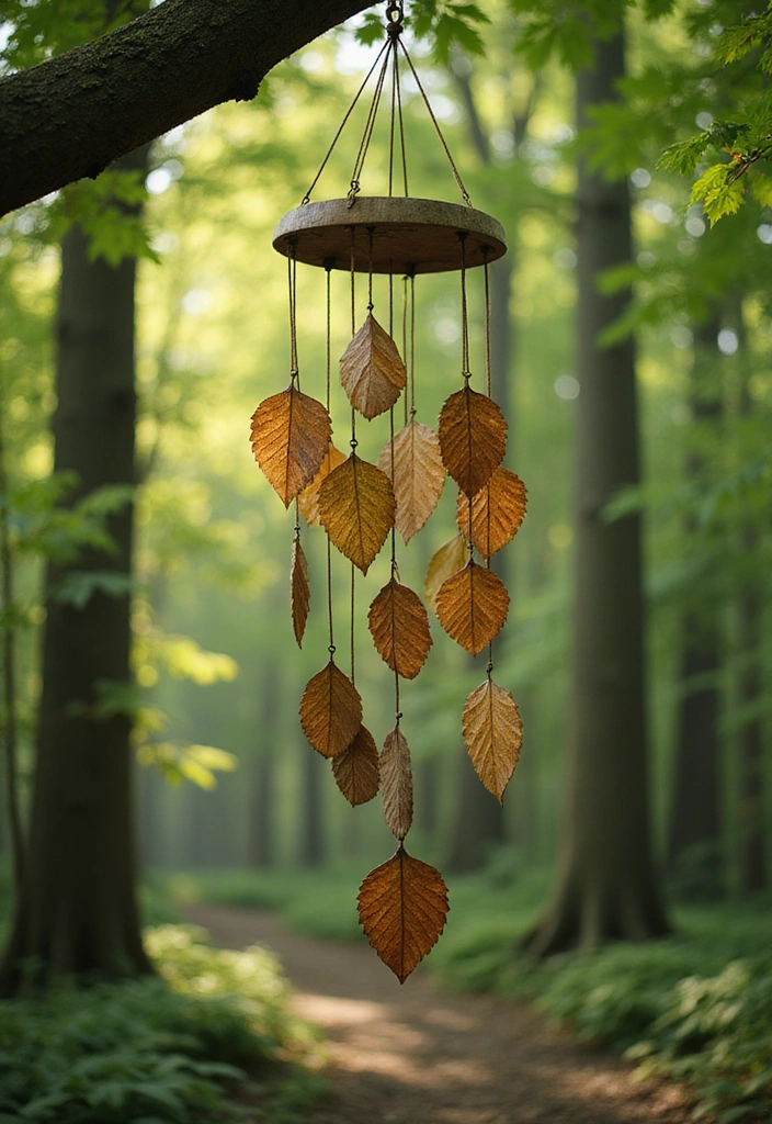 15 Unique Bohemian Wind Chimes That Will Bring a Touch of Magic to Your Home! - 13. Enchanted Forest: Wooden Leaf Wind Chime