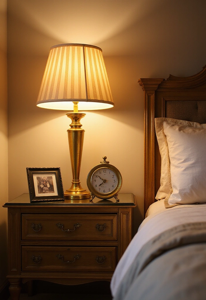 18 Luxury Bedside Table Ideas That’ll Make Your Bedroom Feel Like a Five-Star Hotel! - 6. Glamorous Gold Accents