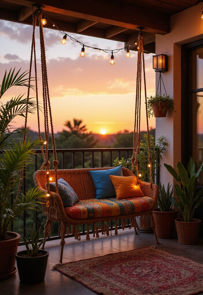 10 Romantic Balcony Swing Ideas That Will Ignite the Spark in Your Home! - 1. Boho-Chic Macrame Swing