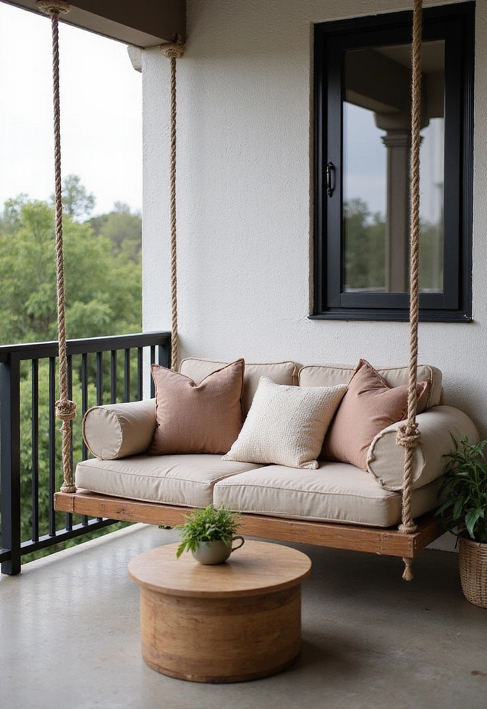 10 Romantic Balcony Swing Ideas That Will Ignite the Spark in Your Home! - 10. Suspended Bench Swing