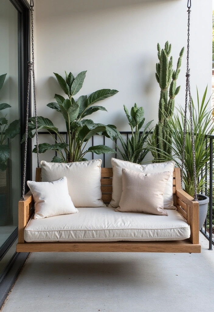 10 Romantic Balcony Swing Ideas That Will Ignite the Spark in Your Home! - 4. Modern Minimalist Swing