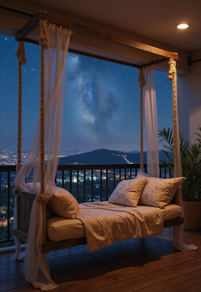 10 Romantic Balcony Swing Ideas That Will Ignite the Spark in Your Home! - 7. Swing Bed for Ultimate Comfort