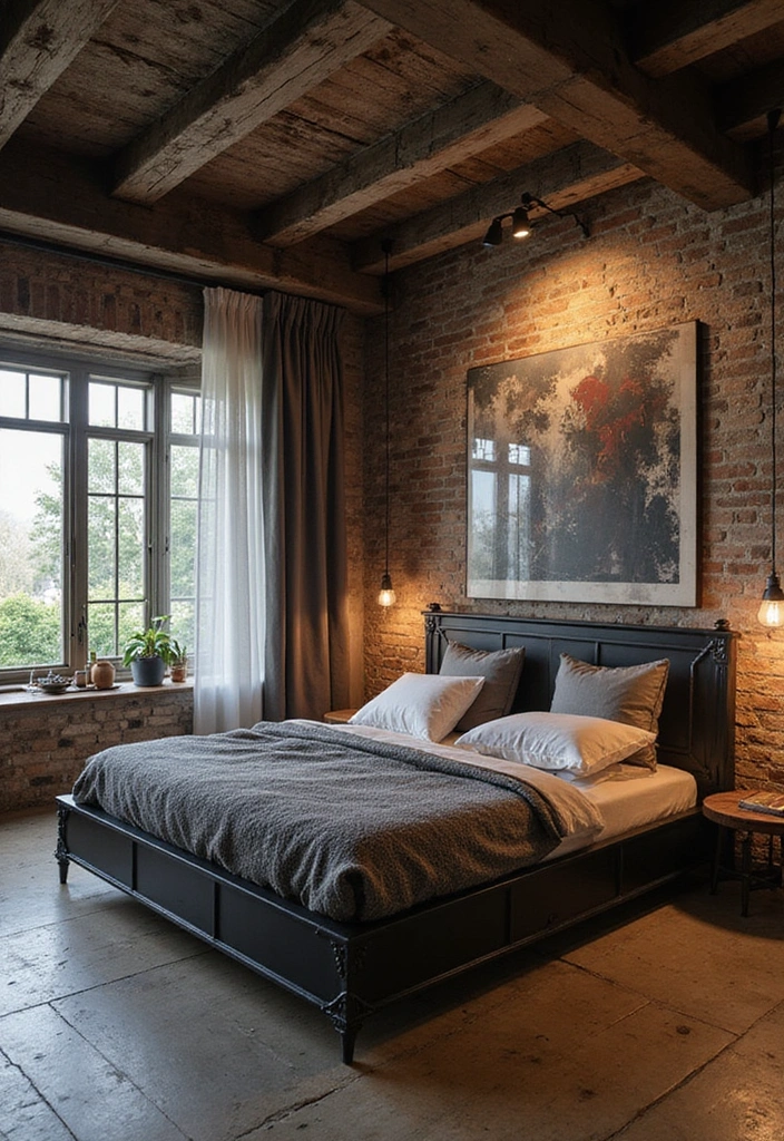 10 Stunning Black Bedroom Decor Ideas That Will Make You Want to Redecorate NOW! - 4. Industrial Chic with Black Elements
