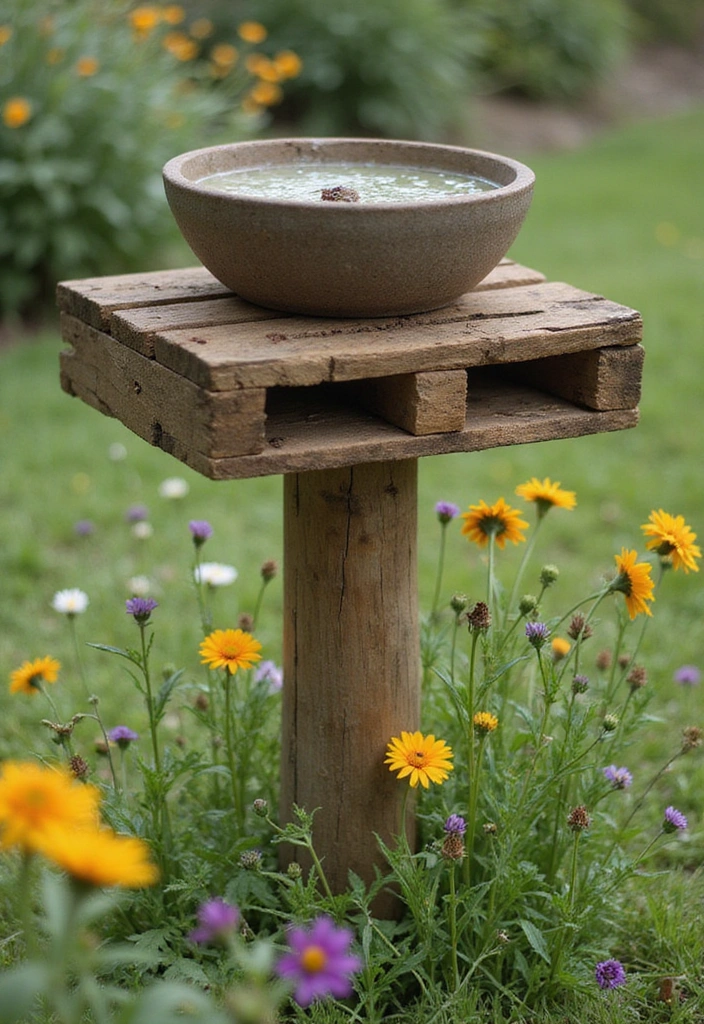 10 Stunning DIY Bird Bath Ideas You Can Make This Weekend (Your Backyard Will Thank You!) - 3. Wooden Pallet Bird Bath