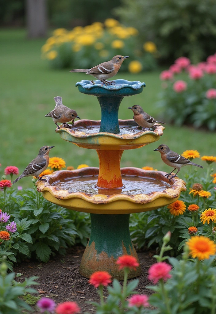 10 Stunning DIY Bird Bath Ideas You Can Make This Weekend (Your Backyard Will Thank You!) - 6. Tiered Bird Bath