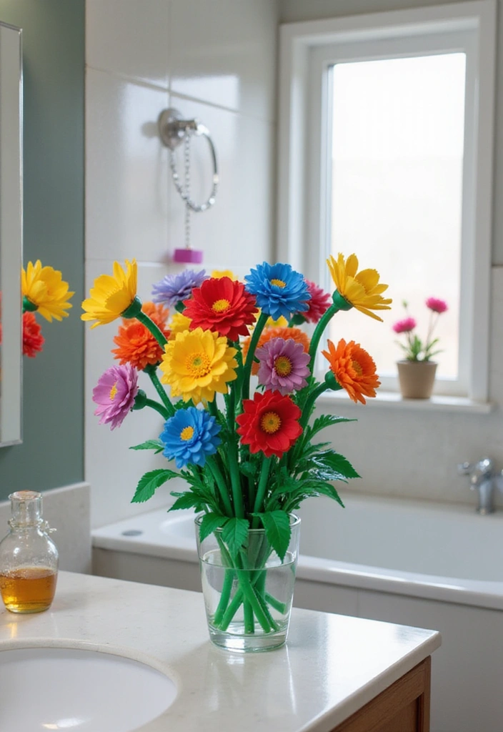 10 Stunning Lego Flower Display Ideas That Will Transform Your Home Decor! - 3. Bathroom Bloom