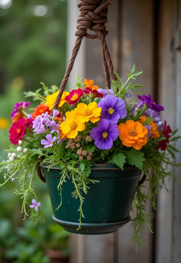 10 Stunning Outdoor Hanging Baskets to Elevate Your Garden Game (You Won't Believe #5!) - 10. Edible Flower Delight