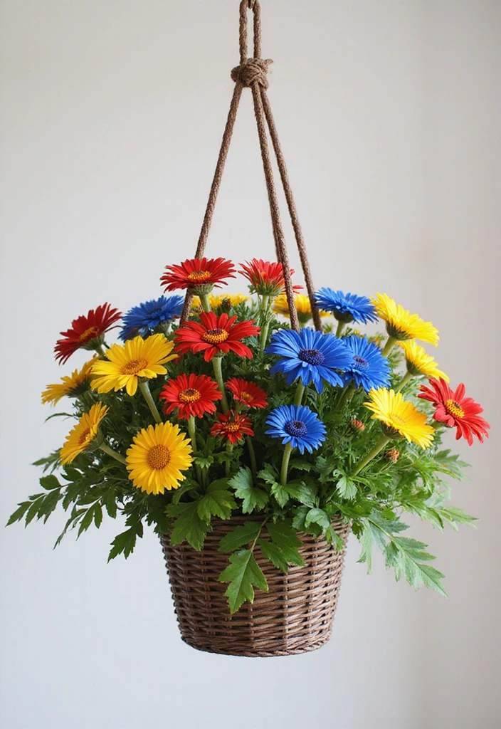 10 Stunning Outdoor Hanging Baskets to Elevate Your Garden Game (You Won't Believe #5!) - 8. Color Block Magic