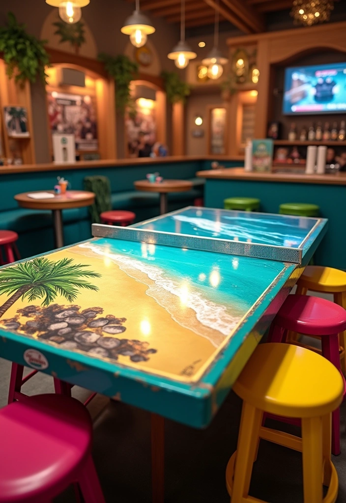 10 Stunning Painted Pong Table Ideas That Will Transform Your Game Room! - 1. Tropical Paradise