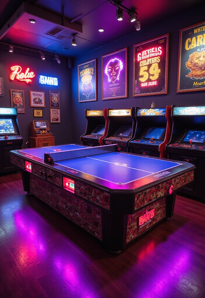 10 Stunning Painted Pong Table Ideas That Will Transform Your Game Room! - 2. Retro Arcade