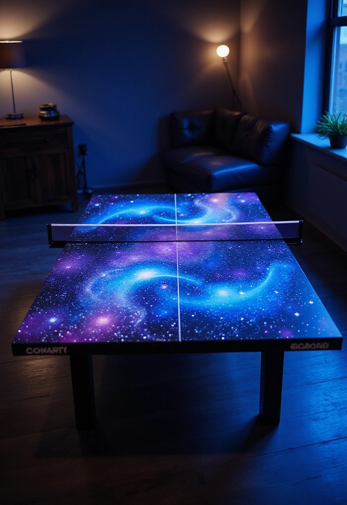 10 Stunning Painted Pong Table Ideas That Will Transform Your Game Room! - 3. Cosmic Galaxy