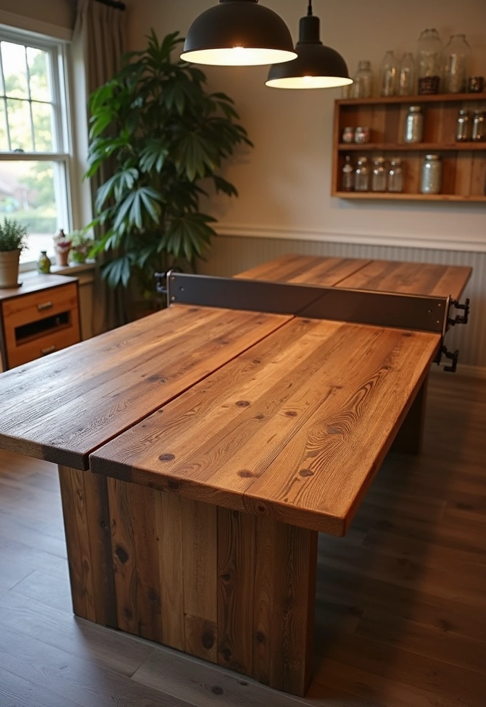10 Stunning Painted Pong Table Ideas That Will Transform Your Game Room! - 4. Rustic Wood Charm