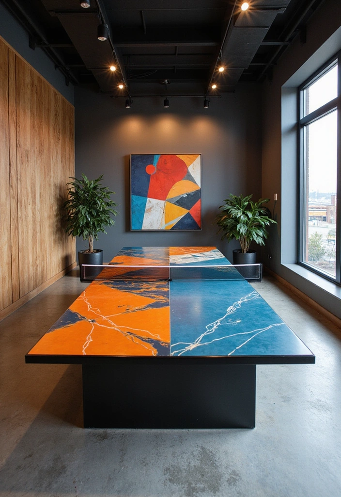 10 Stunning Painted Pong Table Ideas That Will Transform Your Game Room! - 6. Geometric Patterns