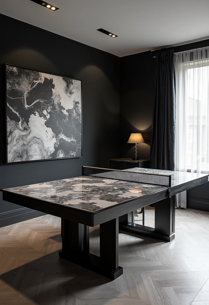 10 Stunning Painted Pong Table Ideas That Will Transform Your Game Room! - 8. Monochrome Elegance