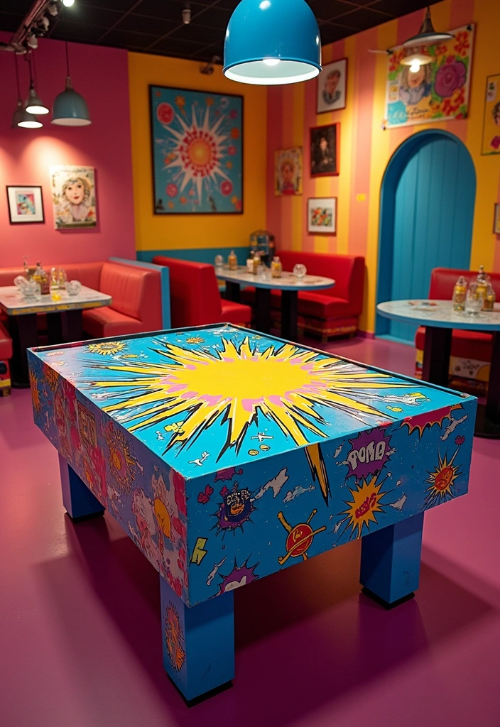 10 Stunning Painted Pong Table Ideas That Will Transform Your Game Room! - 9. Pop Art Explosion