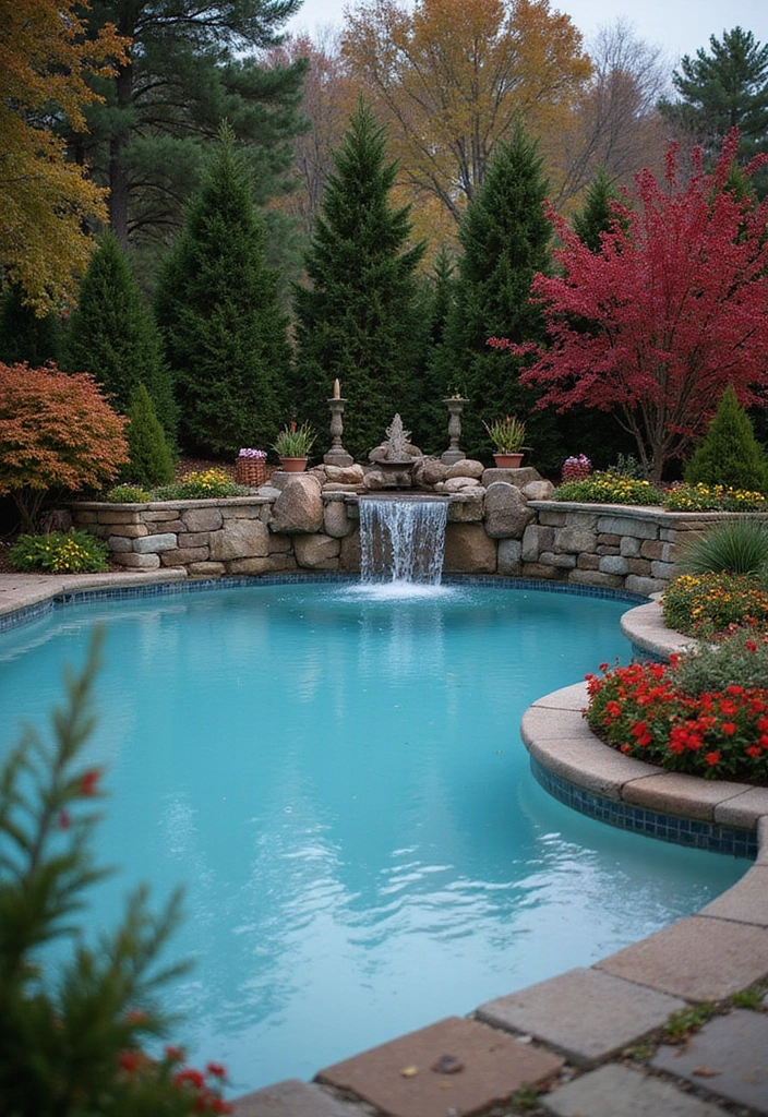11 Stunning Spool Pool Landscaping Ideas That Will Make Your Neighbors Envy You! - 10. Seasonal Scape