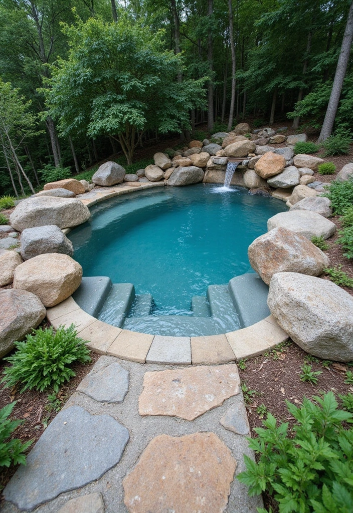 11 Stunning Spool Pool Landscaping Ideas That Will Make Your Neighbors Envy You! - 2. Rustic Charm with Natural Stone