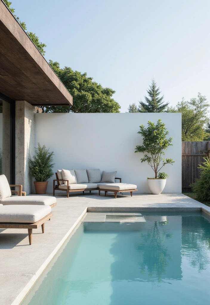 11 Stunning Spool Pool Landscaping Ideas That Will Make Your Neighbors Envy You! - 3. Modern Minimalism